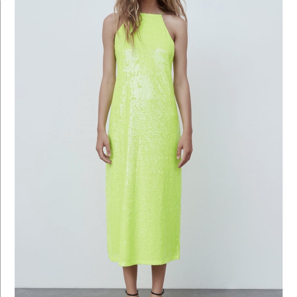 Zara sequin yellow dress - Picture 5 of 8